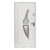 Vente-unique Porte D'Entrée<Porte d'entrée en acier vitrée avec inox H207 x L100 cm blanc - épaisseur 55 mm - poussant gauche - COVAS