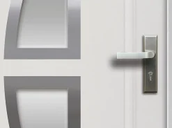Vente-unique Porte D'Entrée<Porte d'entrée en acier vitrée avec inox H207 x L100 cm blanc - épaisseur 55 mm - poussant gauche - COVAS