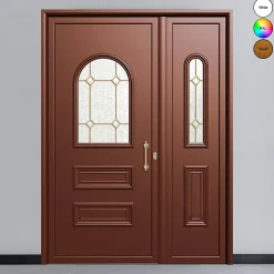 3 in 1 Porte d'entrée en aluminium CLASSIC DESIGN 2305-3661 RAL 8000 ( L.: 150 cm x H.: 215 cm)- Porte D'Entrée