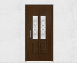 3 in 1 Porte d'entrée en aluminium TRADITIONAL DESIGN 5022-1110-9 Imitation bois Ep.55mm (L.:850mm x H.:2150mm)- Porte D'Entrée