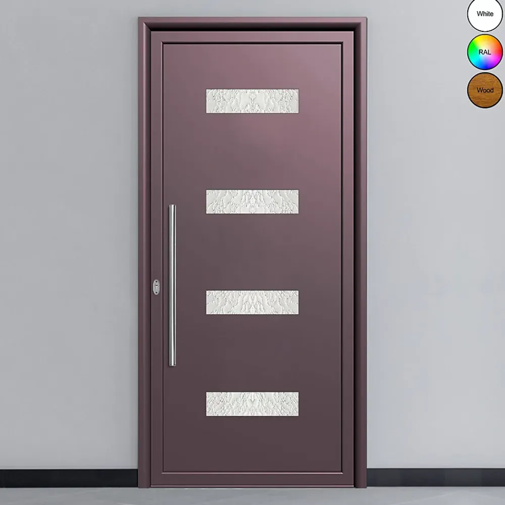 3 in 1 Porte D'Entrée<Porte d'entrée en aluminium SIMPLEX 8052 RAL 4007 ( L.: 85 cm x H.: 200 cm)