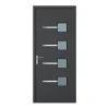 Vente-unique Porte d'entrée en aluminium H218 x L96 cm anthracite - épaisseur 65 mm - poussant droit - AMARES- Porte D'Entrée