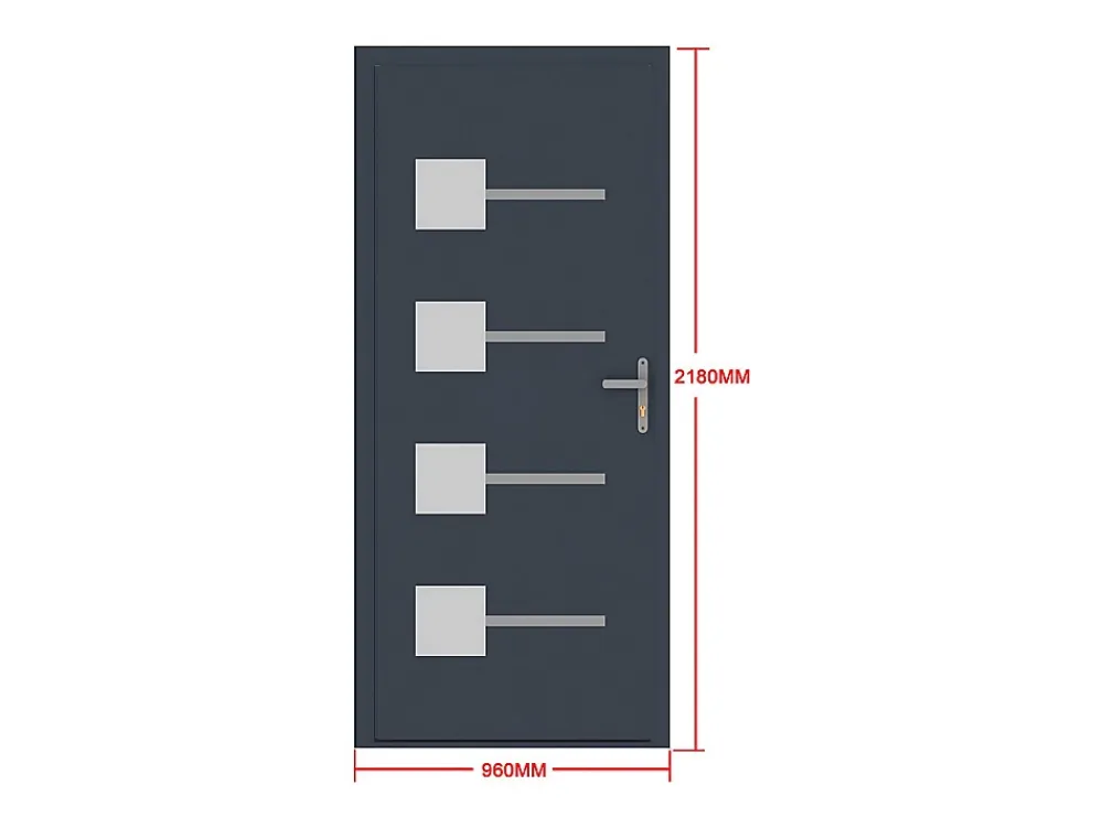 Vente-unique Porte d'entrée en aluminium H218 x L96 cm anthracite - épaisseur 65 mm - poussant droit - AMARES- Porte D'Entrée