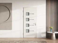 Vente-unique Porte d'entrée en aluminium H218 x L96 cm anthracite - épaisseur 65 mm - poussant droit - AMARES- Porte D'Entrée