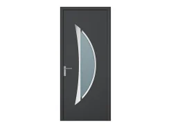 Vente-unique Porte d'entrée en aluminium H218 x L96 cm anthracite - épaisseur 65 mm - poussant droit - DATELO- Porte D'Entrée