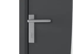 Vente-unique Porte d'entrée en aluminium H218 x L96 cm anthracite - épaisseur 65 mm - poussant droit - DATELO- Porte D'Entrée