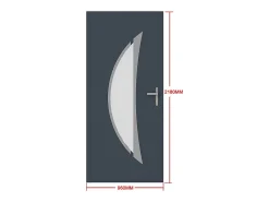 Vente-unique Porte d'entrée en aluminium H218 x L96 cm anthracite - épaisseur 65 mm - poussant droit - DATELO- Porte D'Entrée