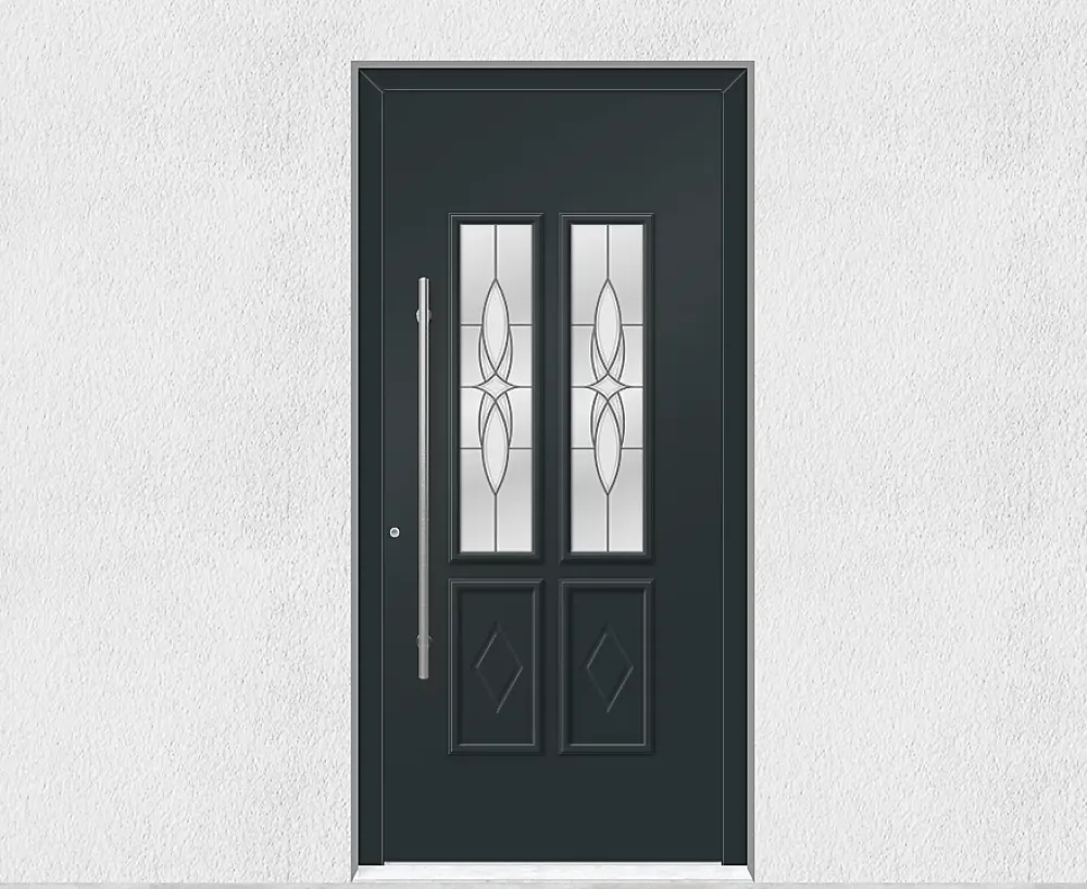 3 in 1 Porte d'entrée en aluminium TRADITIONAL DESIGN 5022-1110-9 RAL 7016 Ep.55mm (L.:850mm x H.: 2000mm)- Porte D'Entrée