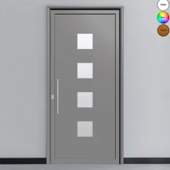 3 in 1 Porte d'entrée en aluminium SIMPLEX 8061 RAL 7037 ( L.: 90 cm x H.: 200 cm)- Porte D'Entrée