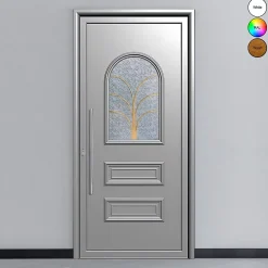 3 in 1 Porte d'entrée en aluminium CLASSIC DESIGN 2307 RAL 7035 ( L.: 85 cm x H.: 200 cm)- Porte D'Entrée