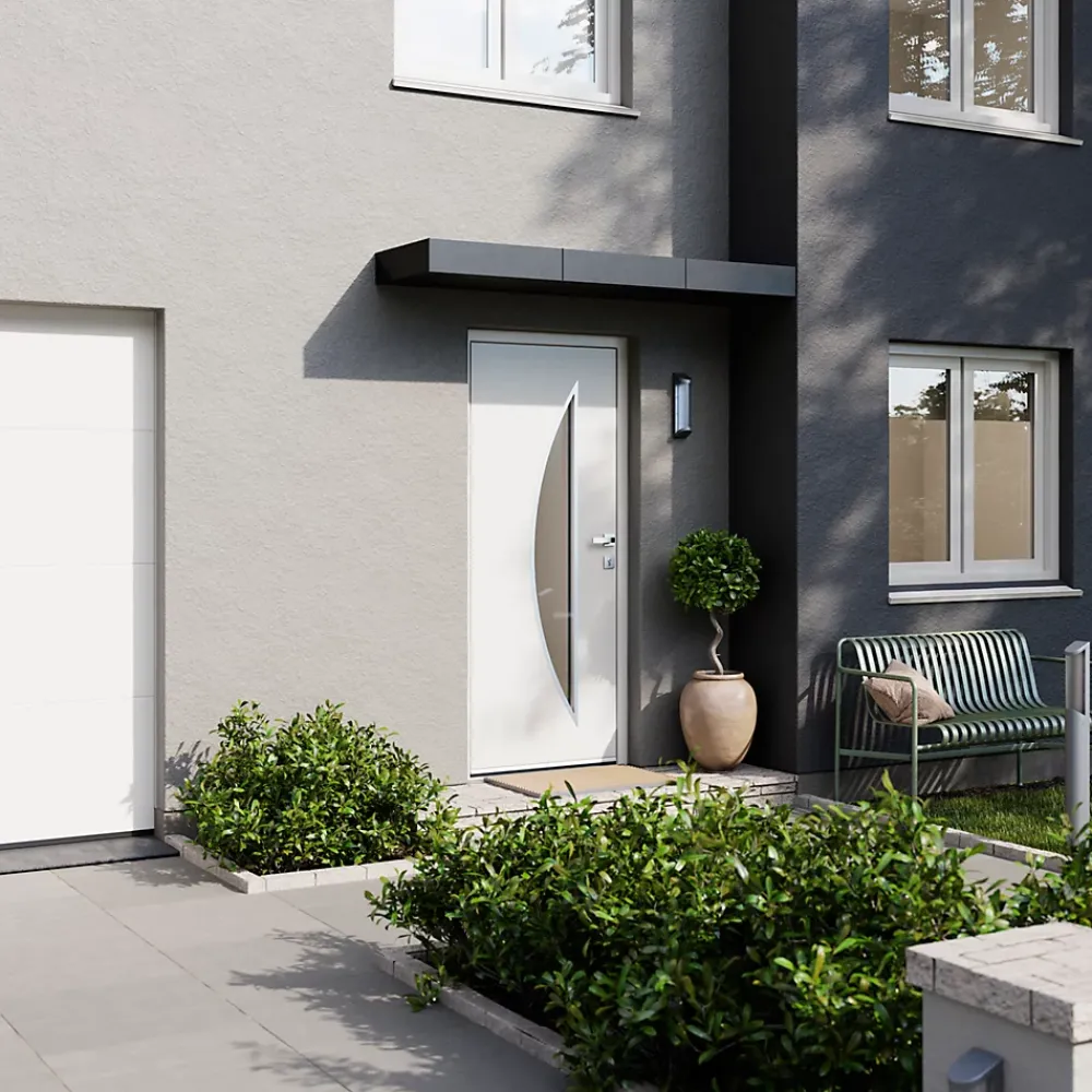 Fortia Porte D'Entrée<Porte d'entrée acier blanc RAL 9003 Ricadi 96 x h.218 cm poussant droit