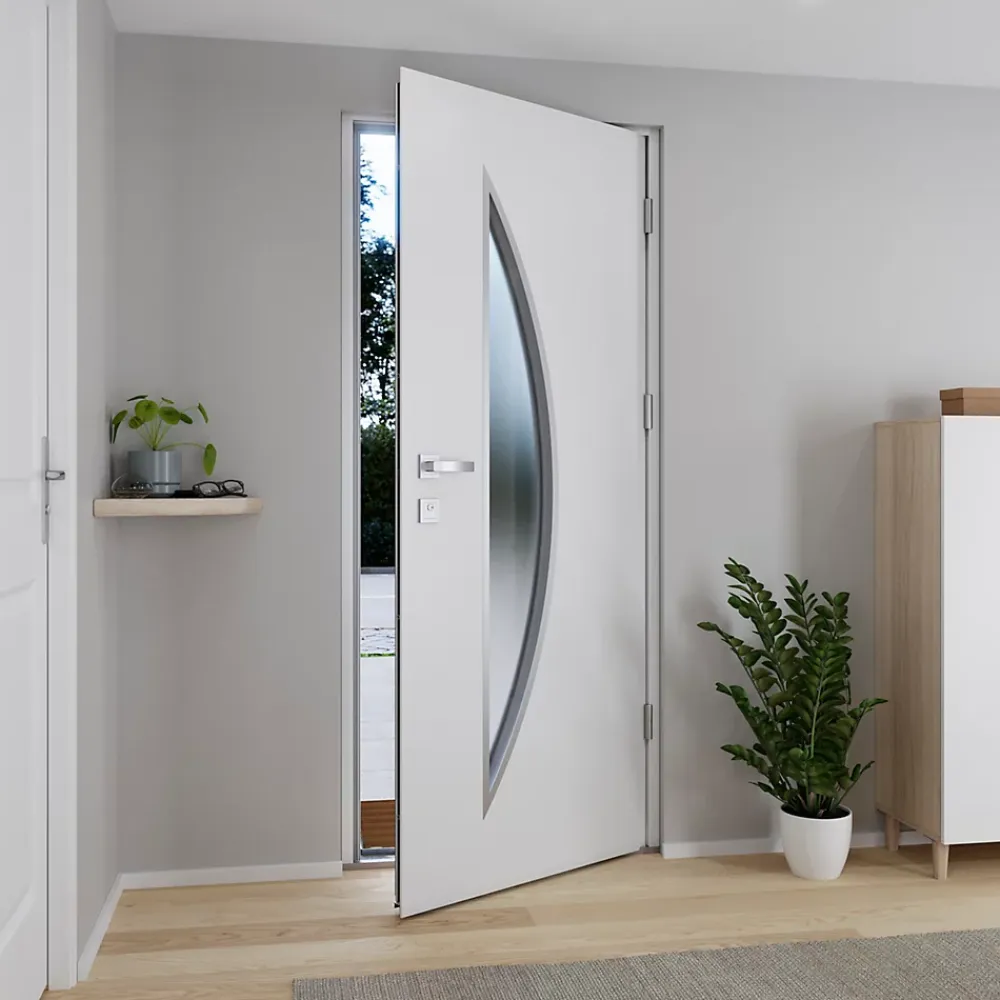 Fortia Porte D'Entrée<Porte d'entrée acier blanc RAL 9003 Ricadi 96 x h.218 cm poussant droit