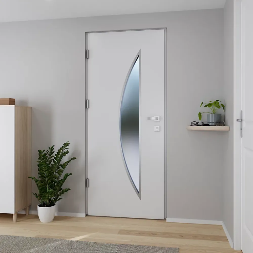 Fortia Porte D'Entrée<Porte d'entrée acier blanc RAL 9003 Ricadi 96 x h.218 cm poussant droit