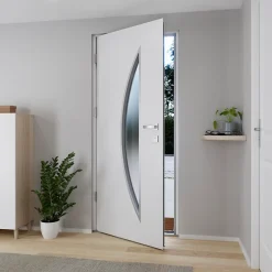 Fortia Porte D'Entrée<Porte d'entrée acier blanc RAL 9003 Ricadi 96 x h.218 cm poussant droit