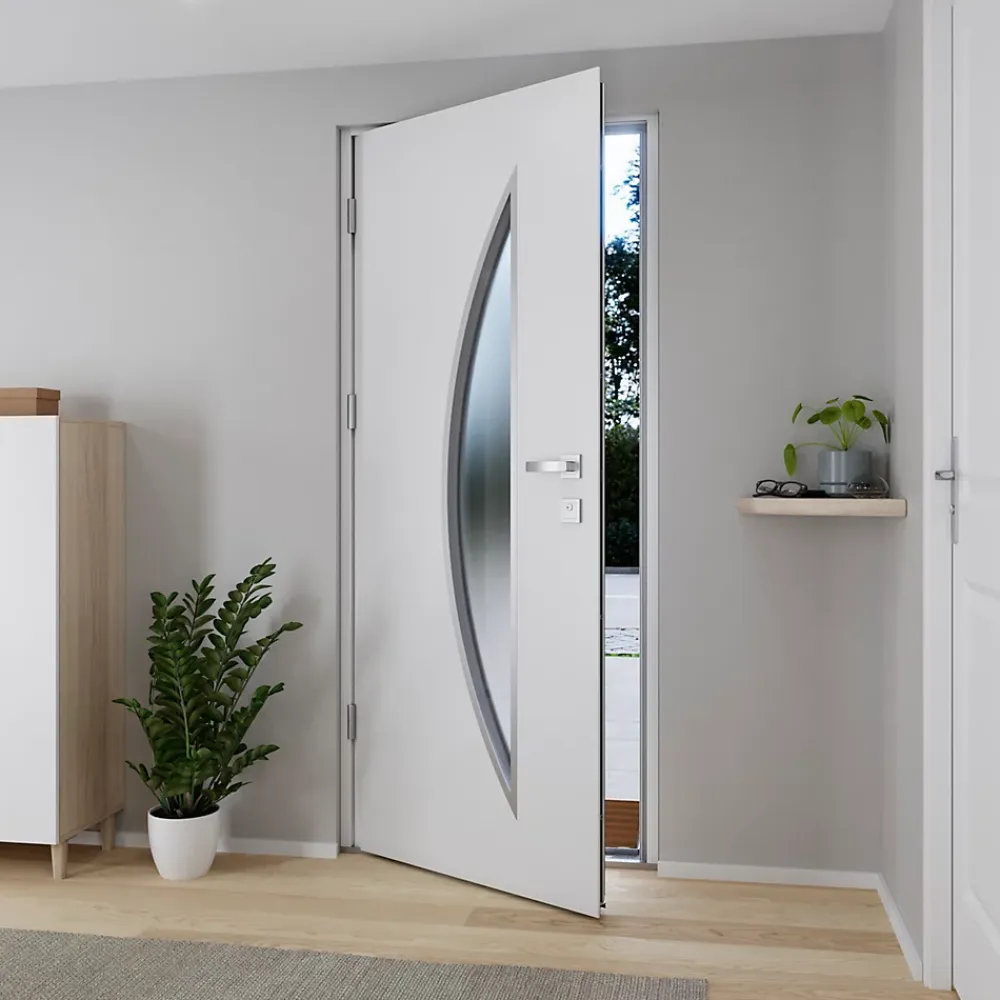 Fortia Porte D'Entrée<Porte d'entrée acier blanc RAL 9003 Ricadi 96 x h.218 cm poussant droit