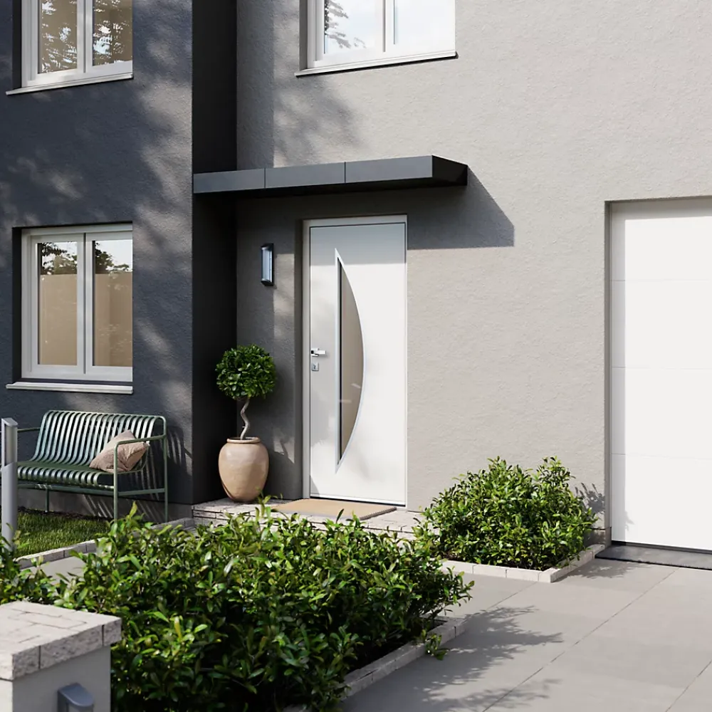 Fortia Porte D'Entrée<Porte d'entrée acier blanc RAL 9003 Ricadi 96 x h.218 cm poussant droit