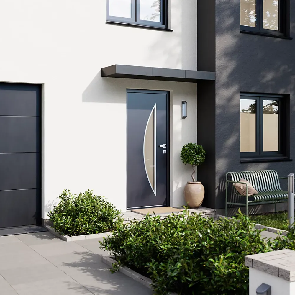 Fortia Porte D'Entrée<Porte d'entrée acier gris RAL 7016 Ricardi 96 x h.218 cm poussant droit