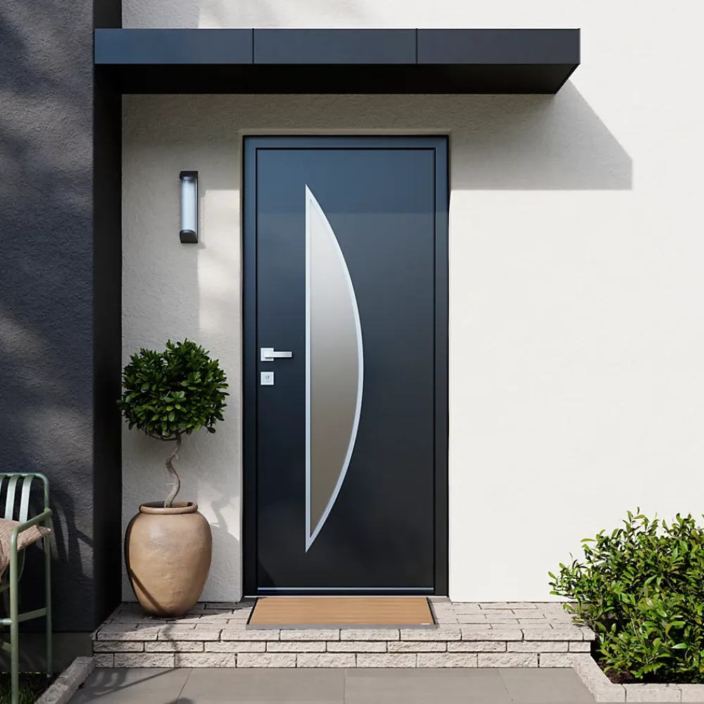 Fortia Porte D'Entrée<Porte d'entrée acier gris RAL 7016 Ricardi 96 x h.218 cm poussant droit