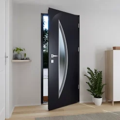 Fortia Porte D'Entrée<Porte d'entrée acier gris RAL 7016 Ricardi 96 x h.218 cm poussant droit