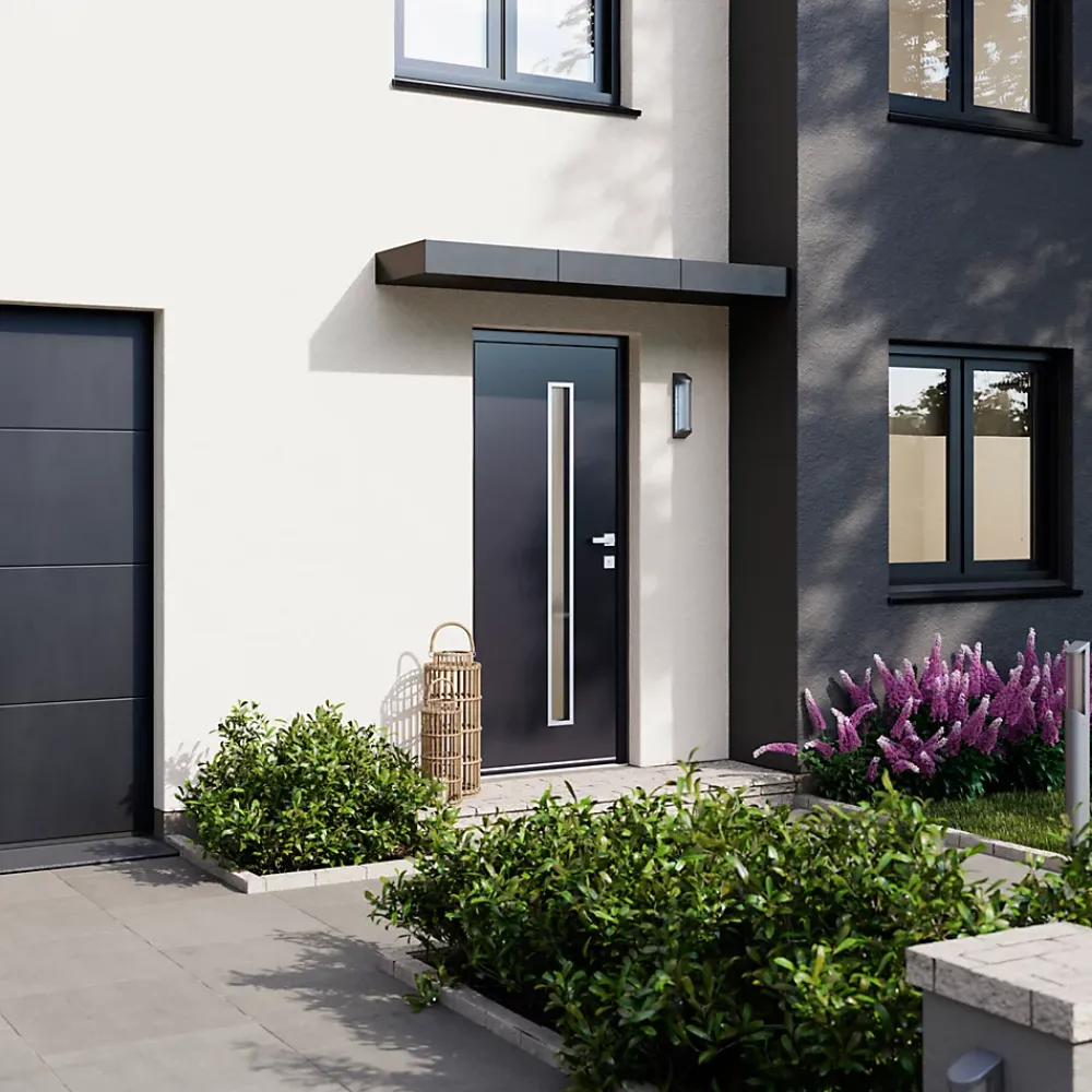 Fortia Porte d'entrée acier gris RAL 7016 Pasni 96 x h.218 cm poussant gauche- Porte D'Entrée
