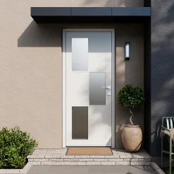 Fortia Porte d'entrée acier blanc RAL 9003 Jesolo 96 x h.218 cm poussant droit- Porte D'Entrée