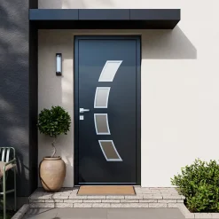 Fortia Porte D'Entrée<Porte d'entrée acier gris RAL 7016 Valtos 96 x h.218 cm poussant droit