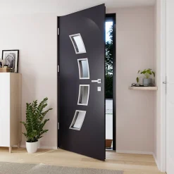 Fortia Porte D'Entrée<Porte d'entrée acier gris RAL 7016 Valtos 96 x h.218 cm poussant droit