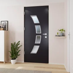 Fortia Porte D'Entrée<Porte d'entrée acier gris RAL 7016 Valtos 96 x h.218 cm poussant droit