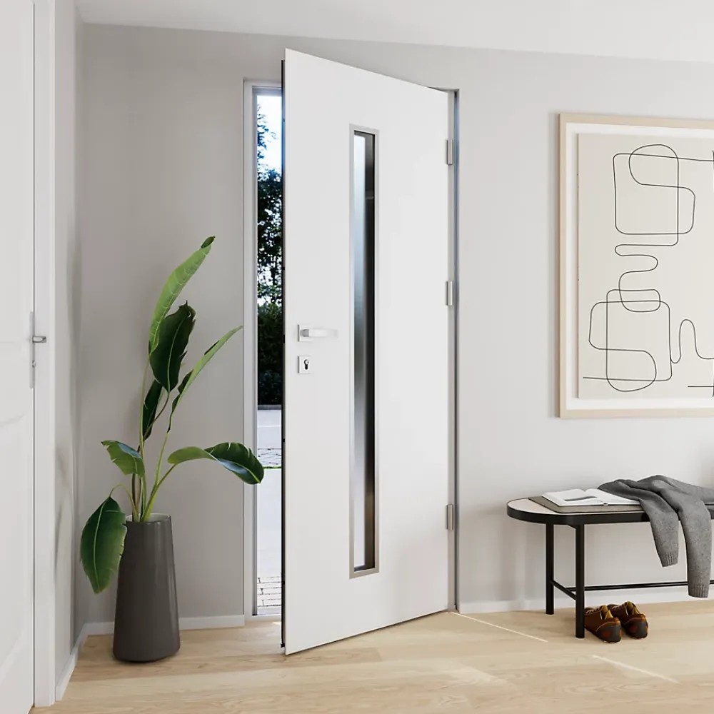 Fortia Porte D'Entrée<Porte d'entrée acier blanc RAL 9003 Pasni 96 x h.218 cm poussant gauche