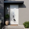 Fortia Porte d'entrée acier blanc RAL 9003 Valtos 96 x h.218 cm poussant droit- Porte D'Entrée
