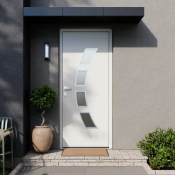 Fortia Porte d'entrée acier blanc RAL 9003 Valtos 96 x h.218 cm poussant droit- Porte D'Entrée