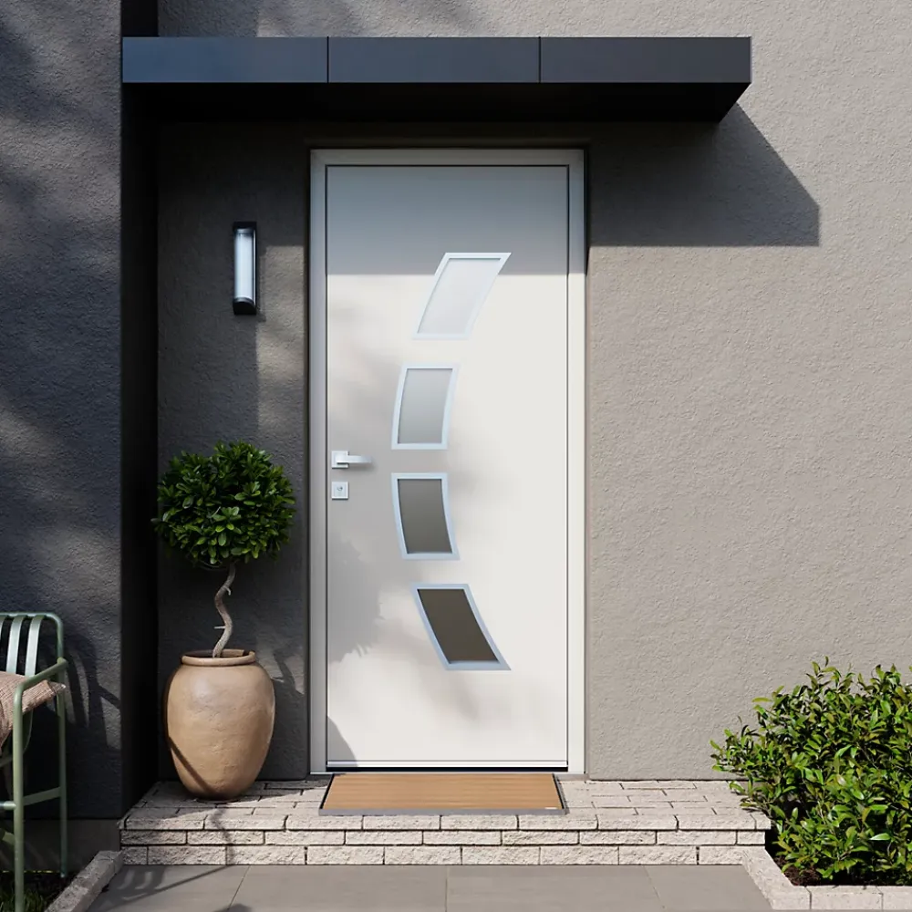Fortia Porte d'entrée acier blanc RAL 9003 Valtos 96 x h.218 cm poussant droit- Porte D'Entrée