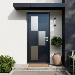 Fortia Porte d'entrée acier gris RAL 7016 Jesolo 96 x h.218 cm poussant droit- Porte D'Entrée