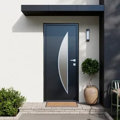 Fortia Porte d'entrée acier gris RAL 7016 Ricadi 96 x h.218 cm poussant gauche- Porte D'Entrée