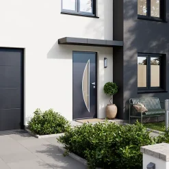 Fortia Porte d'entrée acier gris RAL 7016 Ricadi 96 x h.218 cm poussant gauche- Porte D'Entrée