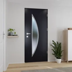 Fortia Porte d'entrée acier gris RAL 7016 Ricadi 96 x h.218 cm poussant gauche- Porte D'Entrée