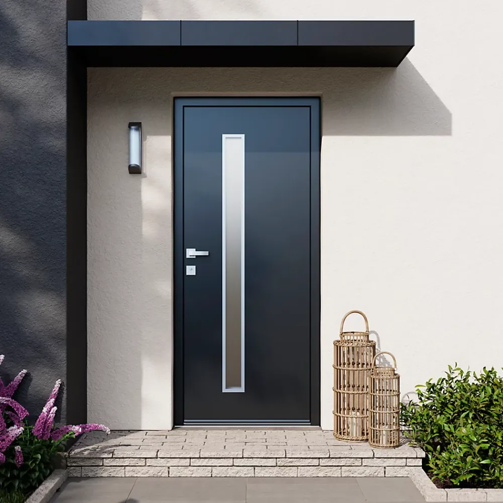 Fortia Porte D'Entrée<Porte d'entrée acier gris RAL 7016 Pasni 96 x h.218 cm poussant droit