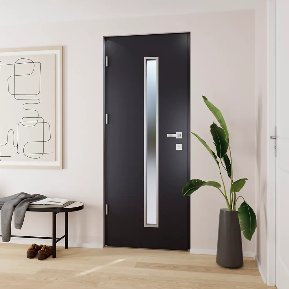 Fortia Porte D'Entrée<Porte d'entrée acier gris RAL 7016 Pasni 96 x h.218 cm poussant droit