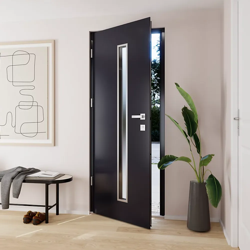 Fortia Porte D'Entrée<Porte d'entrée acier gris RAL 7016 Pasni 96 x h.218 cm poussant droit