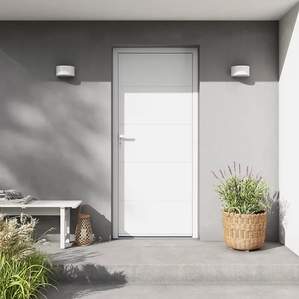 Fortia Porte d'entrée alu blanc RAL 9003 Madryn 96 x h.218 cm poussant droit- Porte D'Entrée