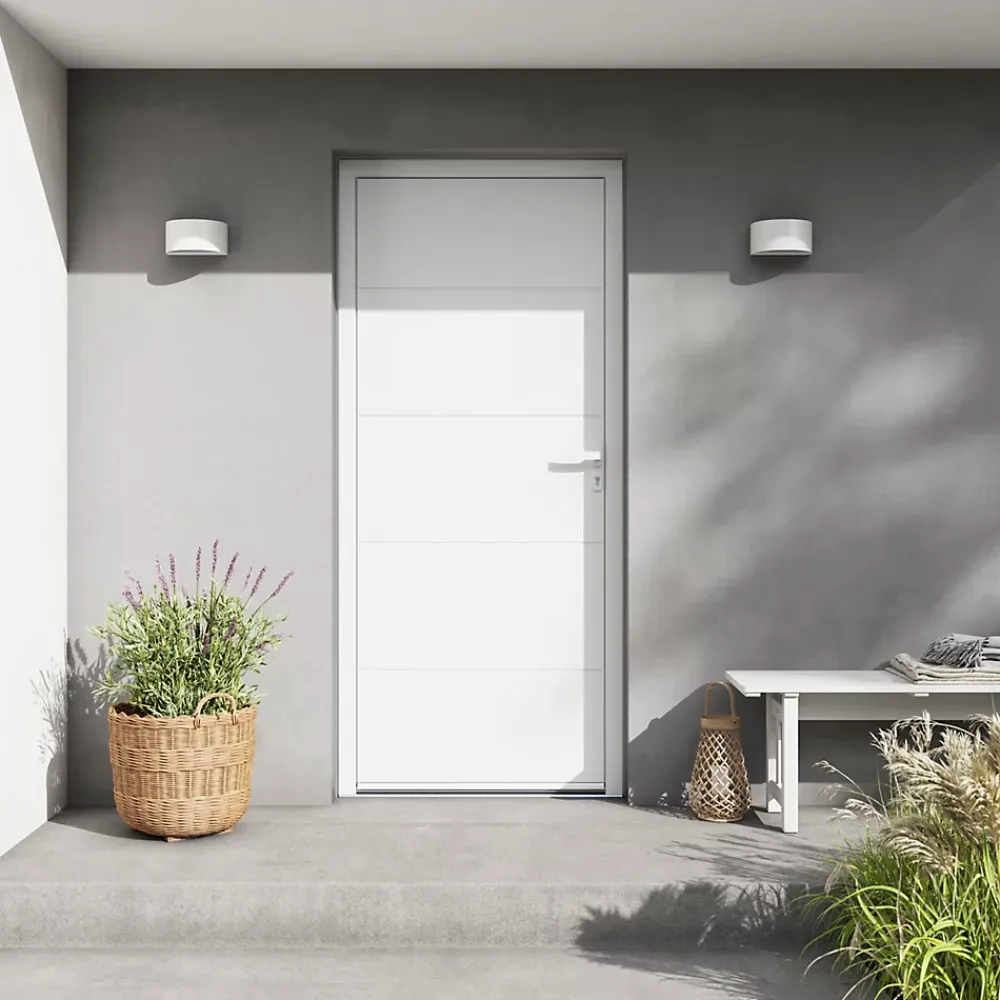 Fortia Porte d'entrée alu blanc RAL 9003 Madryn 96 x h.218 cm poussant droit- Porte D'Entrée