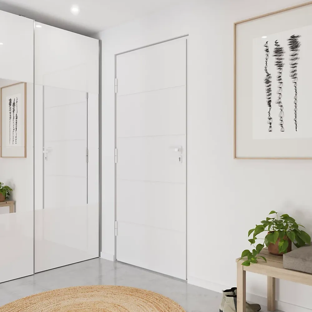Fortia Porte d'entrée alu blanc RAL 9003 Madryn 96 x h.218 cm poussant droit- Porte D'Entrée