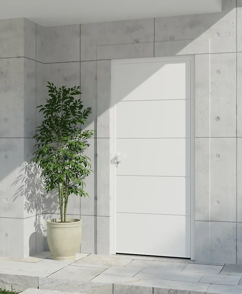 Fortia Porte d'entrée alu blanc RAL 9003 Madryn 96 x h.218 cm poussant droit- Porte D'Entrée