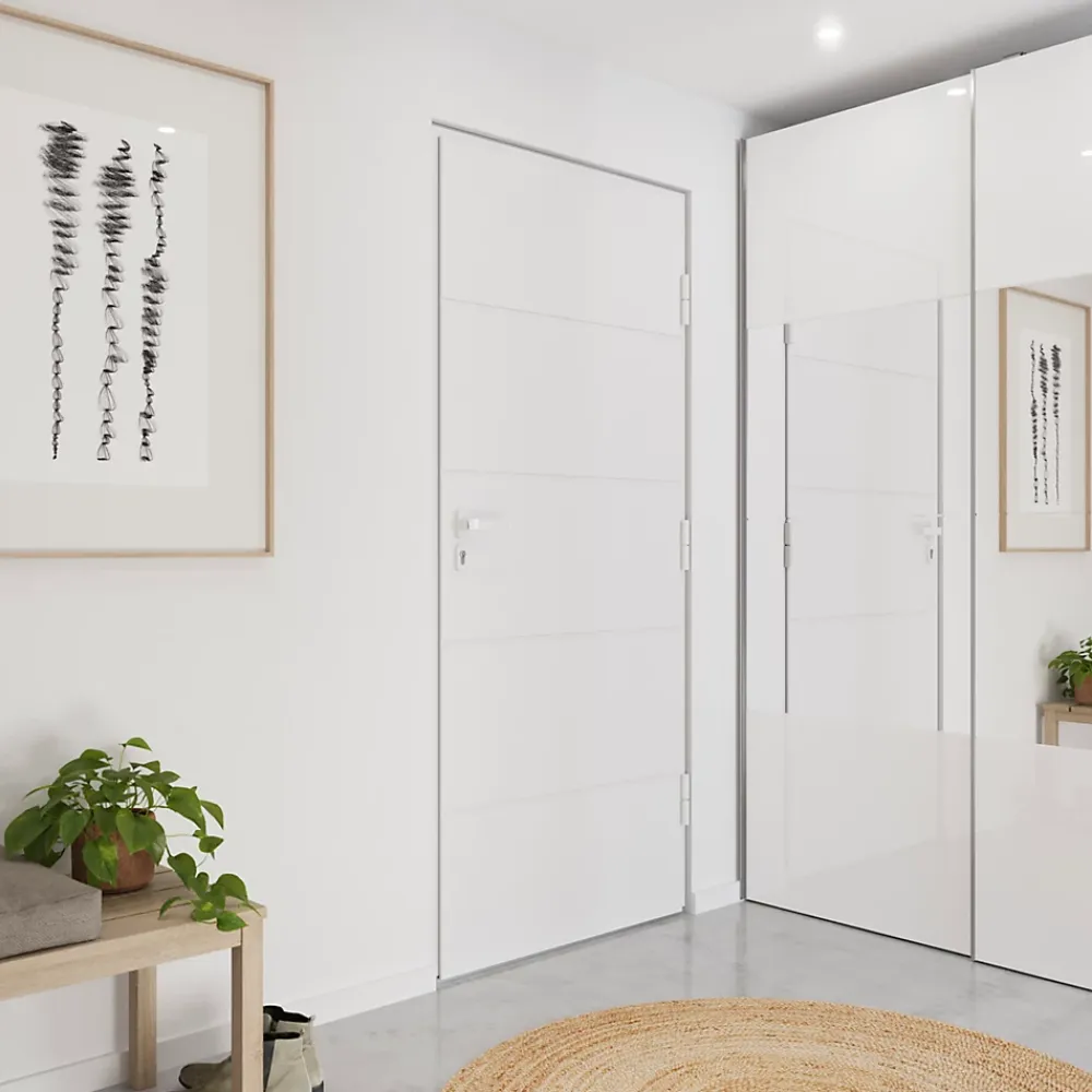 Fortia Porte d'entrée alu blanc RAL 9003 Madryn 96 x h.218 cm poussant droit- Porte D'Entrée
