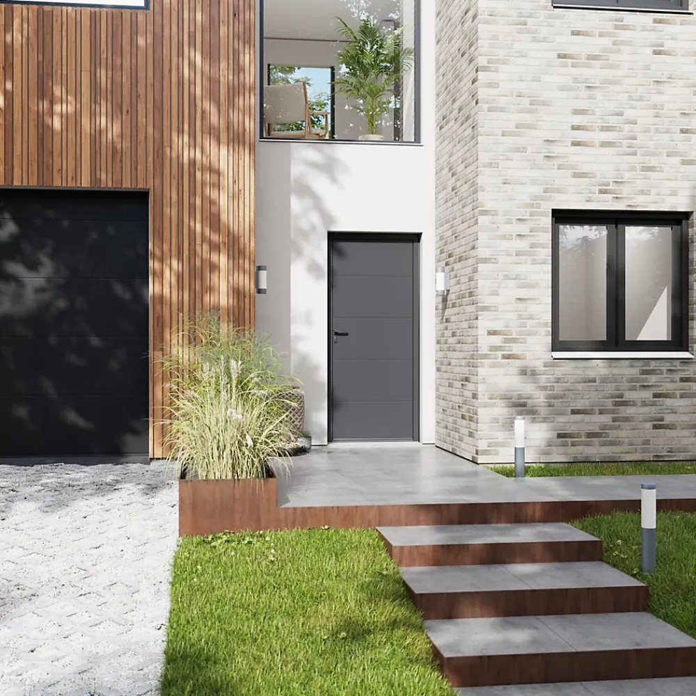 Fortia Porte D'Entrée<Porte d'entrée alu gris RAL 7021 Madryn 96 x h.218 cm poussant droit