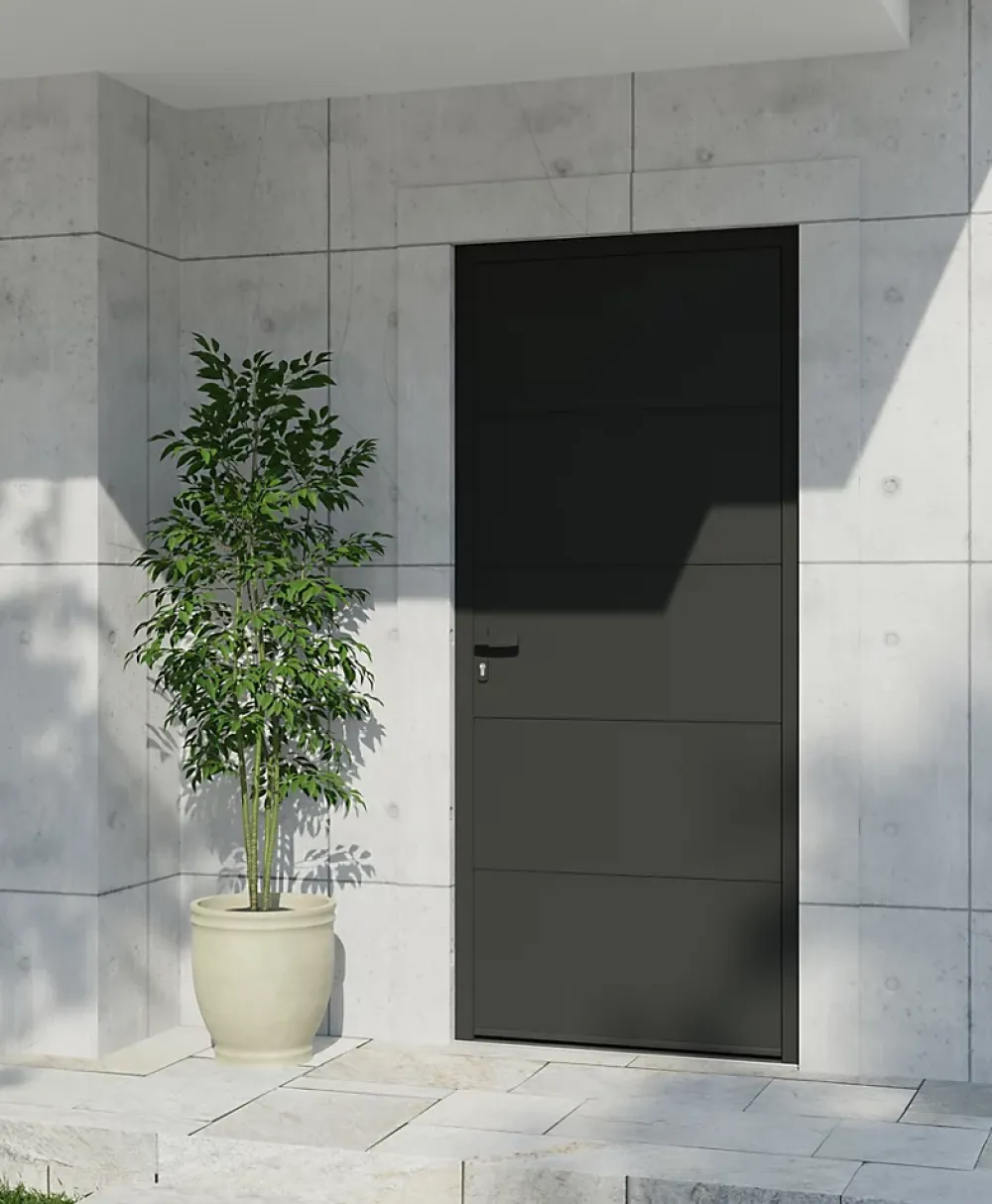 Fortia Porte D'Entrée<Porte d'entrée alu gris RAL 7021 Madryn 96 x h.218 cm poussant droit