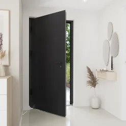 Fortia Porte d'entrée alu gris RAL 7021 Kapas 96 x h.218 cm poussant droit- Porte D'Entrée