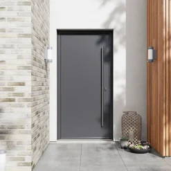 Fortia Porte d'entrée alu gris Kapas RAL 7021 96 x h.218 cm poussant gauche- Porte D'Entrée