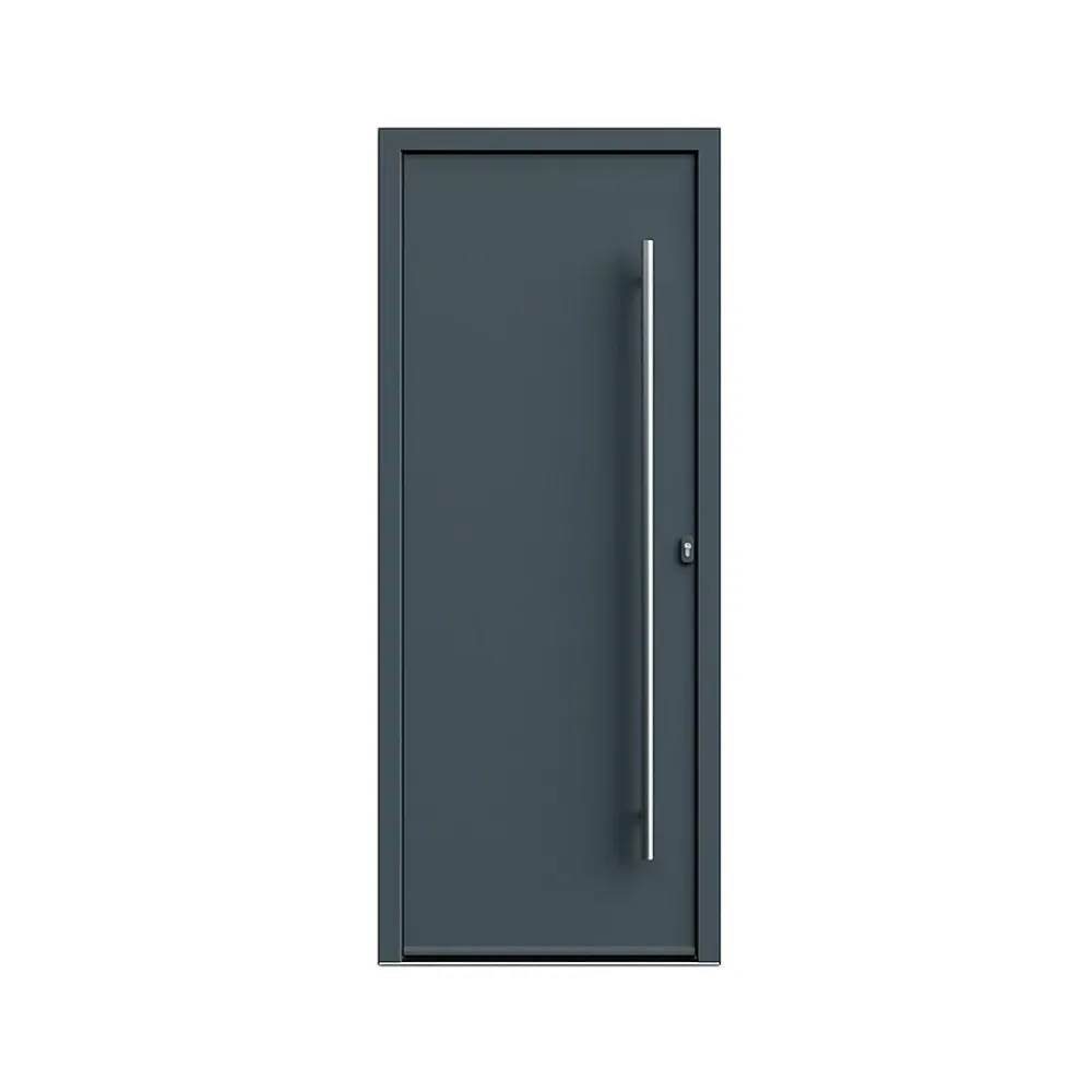 Fortia Porte d'entrée alu gris Kapas RAL 7021 96 x h.218 cm poussant gauche- Porte D'Entrée