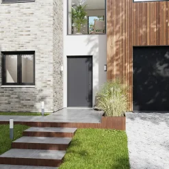 Fortia Porte d'entrée alu gris Kapas RAL 7021 96 x h.218 cm poussant gauche- Porte D'Entrée